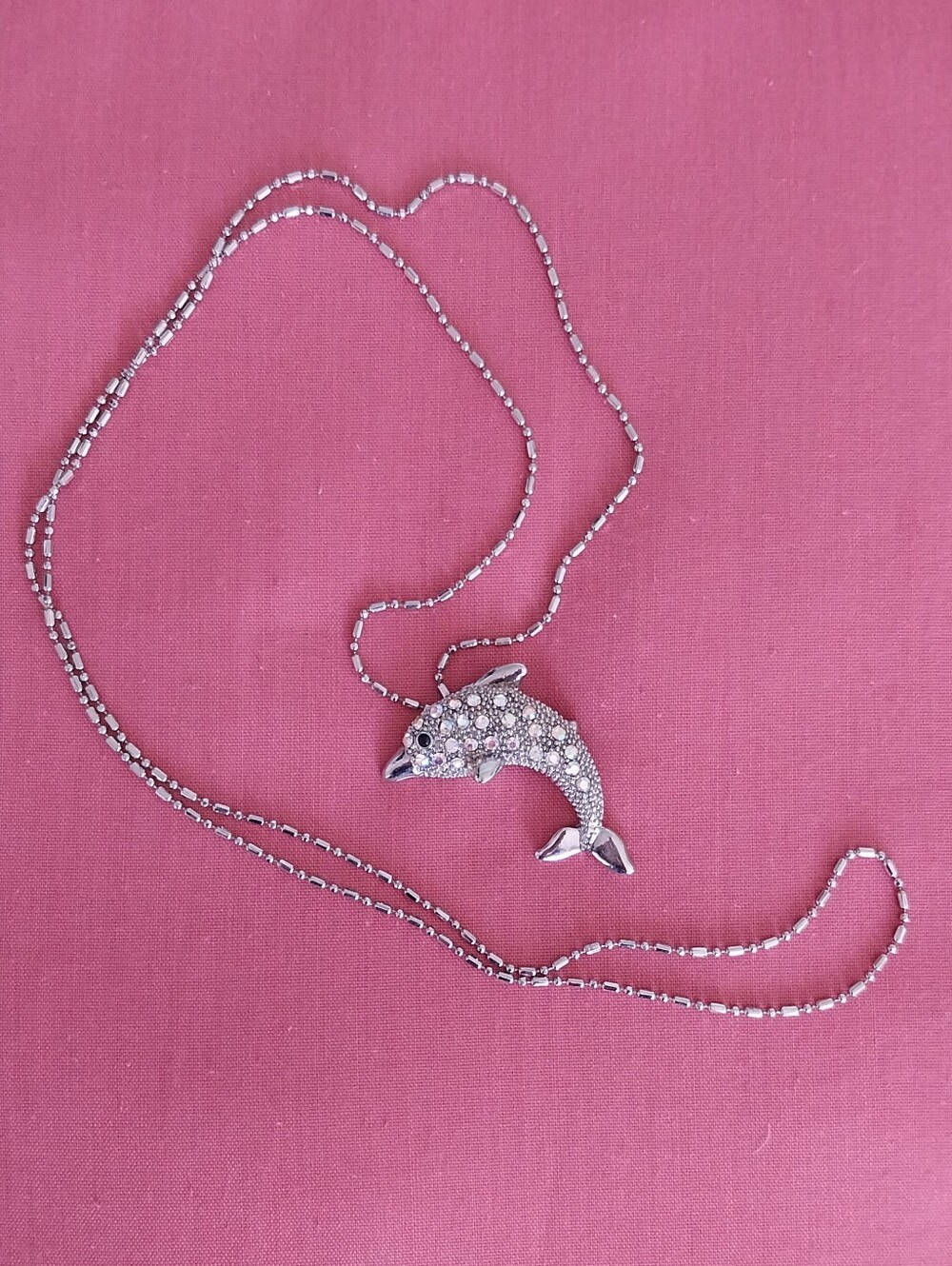 🐬🐬Crystal Dolphin Pendant Necklace - Silver